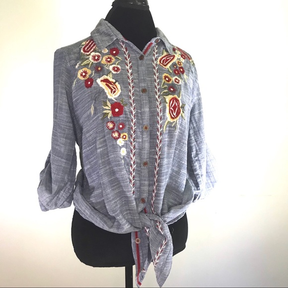 Anthropologie Tops - Vintage Inspired Embroidered Button Up by Kyla Seo